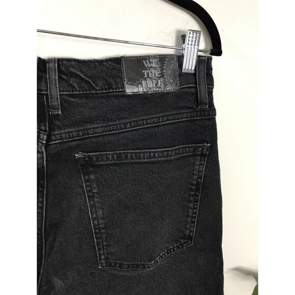 Free People Risk Taker Black Straight Jeans Womens 30 / 10 Boho Relaxed Fray Hem - Picture 5 of 10
